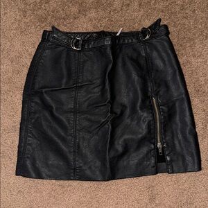 Mini Black Leather Skirt